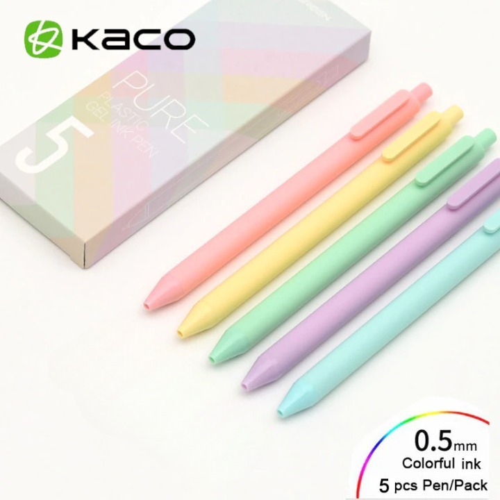 

Kaco PURE Macaron Gel Pen Pena Pulpen 0.5mm 5 PCS Colorful - K1015 - Mix Color