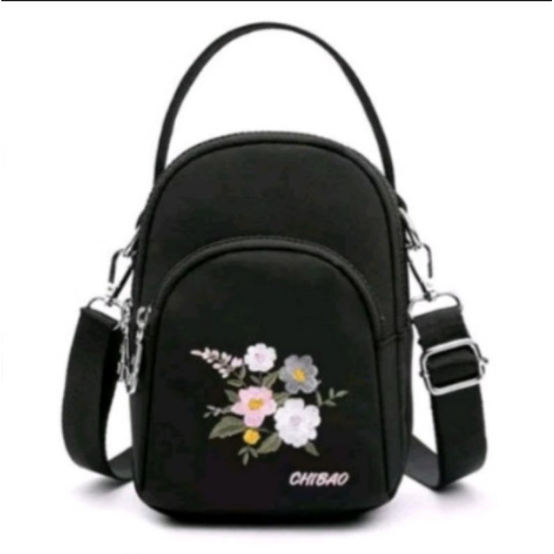 Tas Selempang Korea Wanita Motif Bunga Bordir Cantik