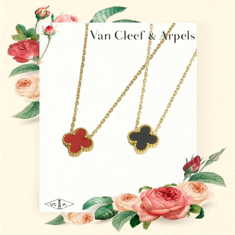 Van Cleef & Arpels kalung seri empat daun permata/Kalung emas 18k/Kalung wanita