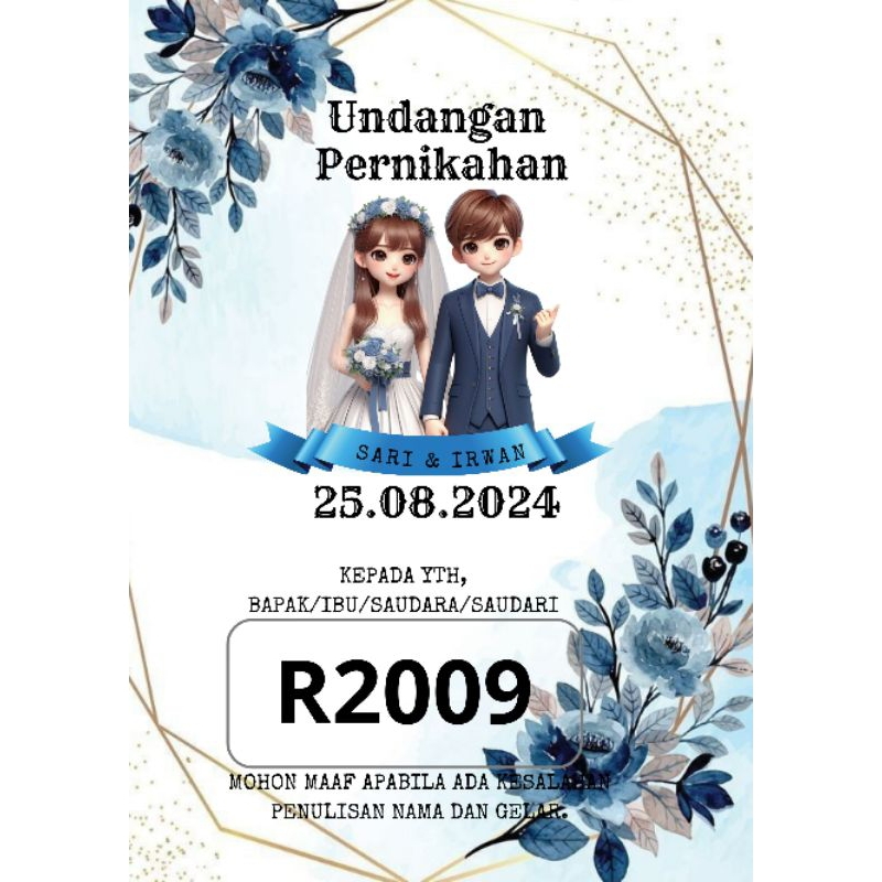 Undangan bolak balik custom invitation wedding pernikahan walimatul elegan rustic astetic simple ele