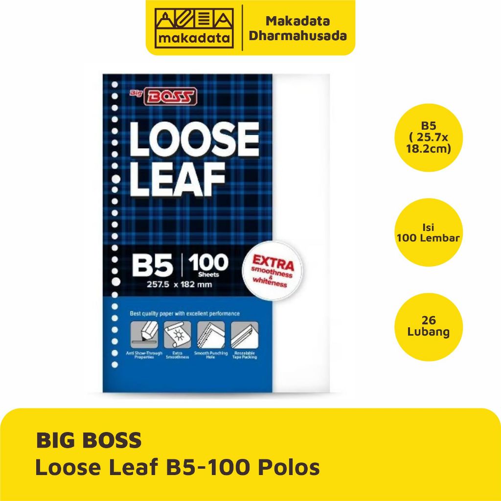 

LOOSE LEAF | KERTAS BINDER BIG BOSS B5-100 POLOS (1 PAK)