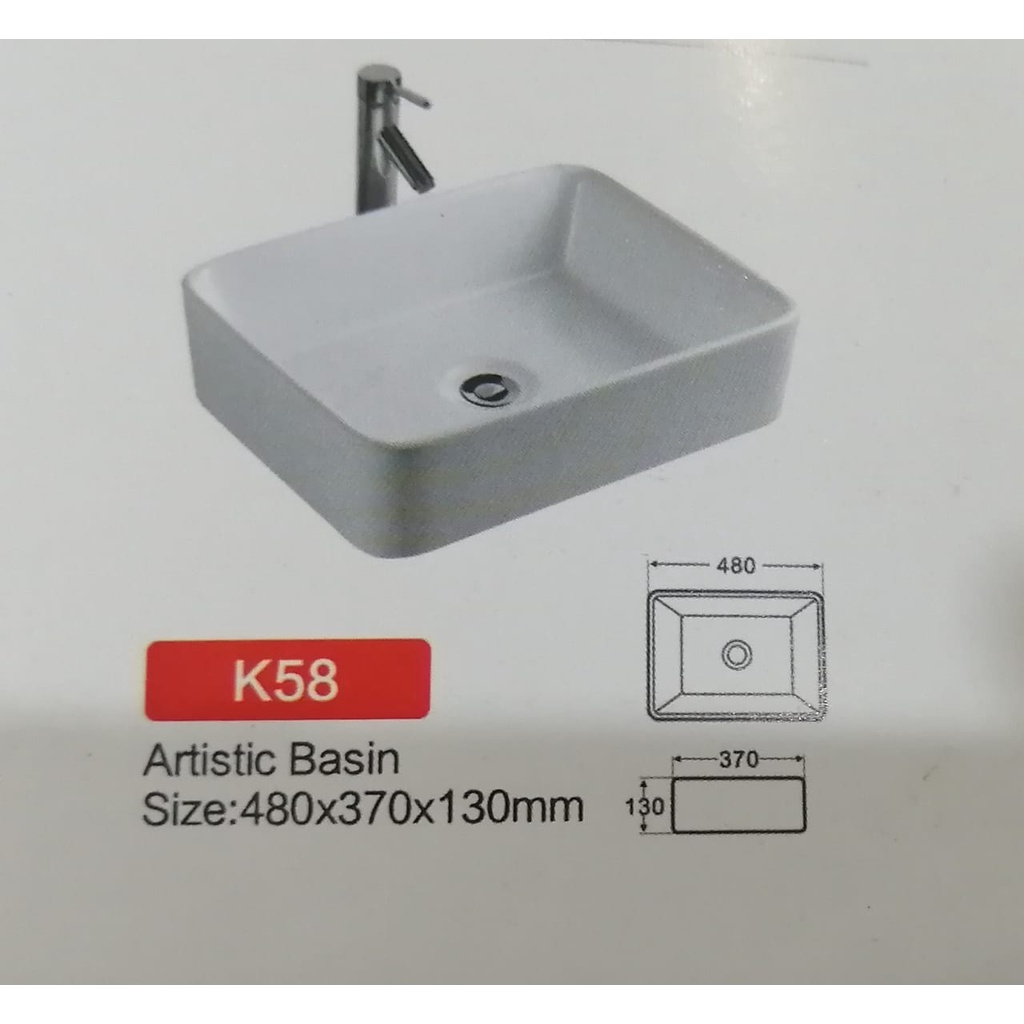 (REGULER) WASTAFEL KERAMIK K58 / WASTAFEL CUCI TANGAN / WASTAFEL