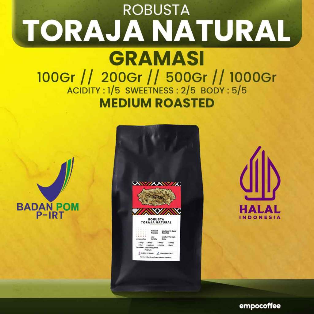 

Empo Coffee Biji Kopi Bubuk Robusta Toraja Sapan Sulawesi Coffee Bean Roast Beans Espresso Coffe