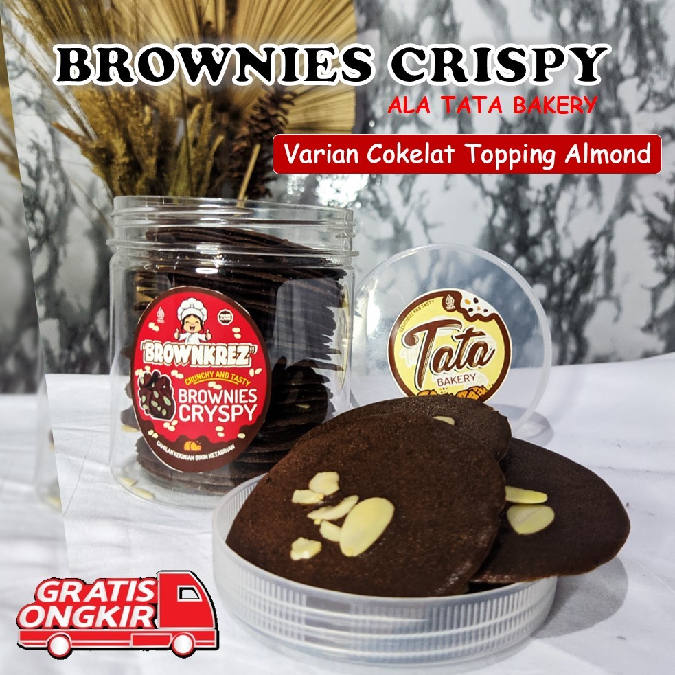 

Brownies Crispy Almond Ala Tata Bakery - Kripik Brownis Toples Super Crunchy