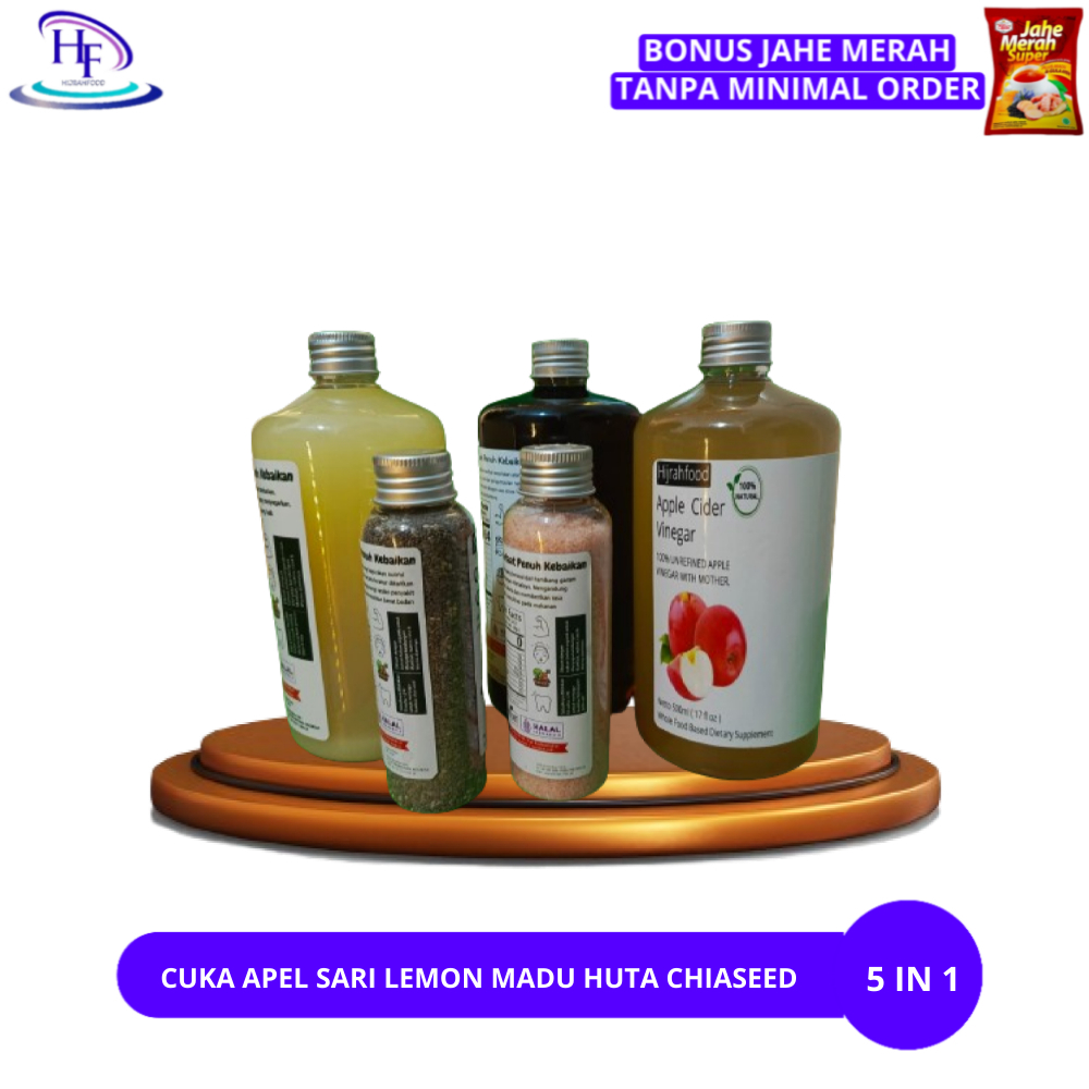 

PAKET 5 IN 1 CUKA APEL SARI LEMON MADU HUTAN CHIASEED HIMALAYA SALT