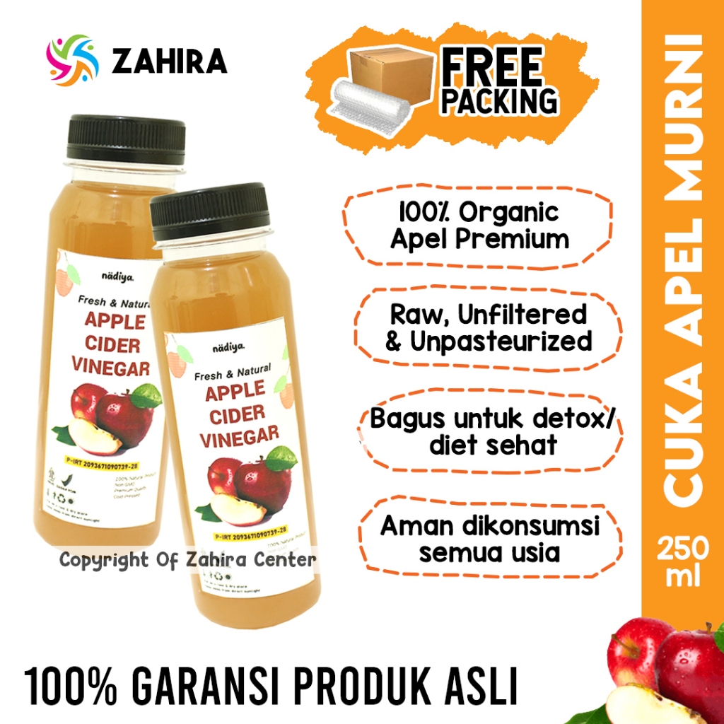 

ORGANIC CUKA APEL 250ml Apple Cider Vinegar Natural Raw Premium Quality Murni With The Mother Diet