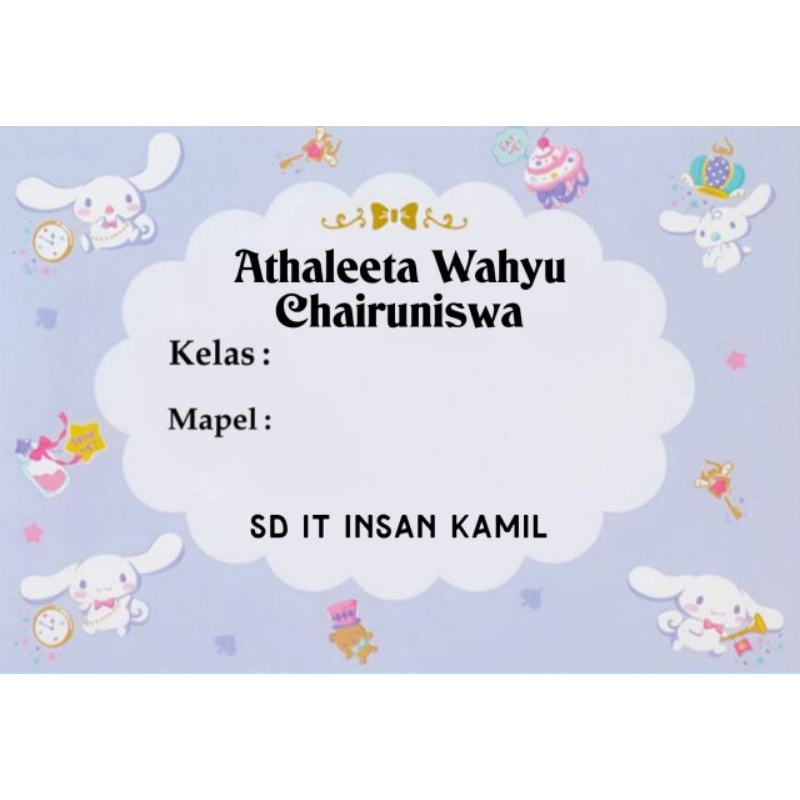 

(ISI 50 PCS) LABEL STICKER BUKU SEKOLAH CUSTOM NAMA MOTIF CINNAMOROLL