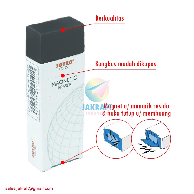 

TERBATAS 1 Pcs Penghapus Magnetik JOYKO ER122 Black Magnetic Eraser Berkualitas