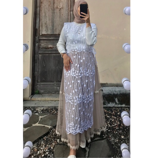 Outer Rompi Tile / Brokat Premium Outer Long Vest Etnik