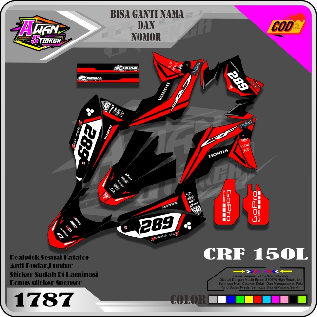 Stiker Decal CRF 150L Decal Trail / Supermoto / Motocross Termurah motif Terbaru Warna Merah Awan 17