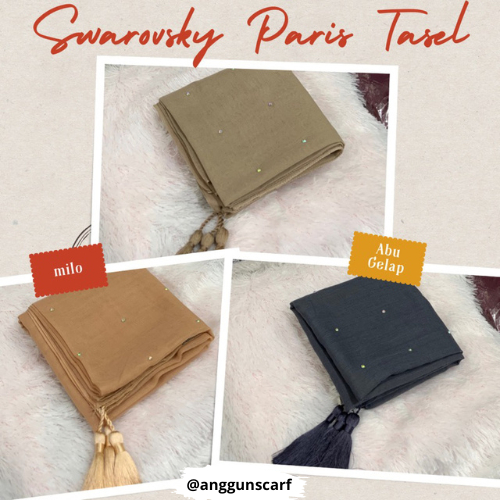 Hijab Segiempat Paris Payet Swarovski || Jilbab Paris Payet Tabur Swarovski tassel