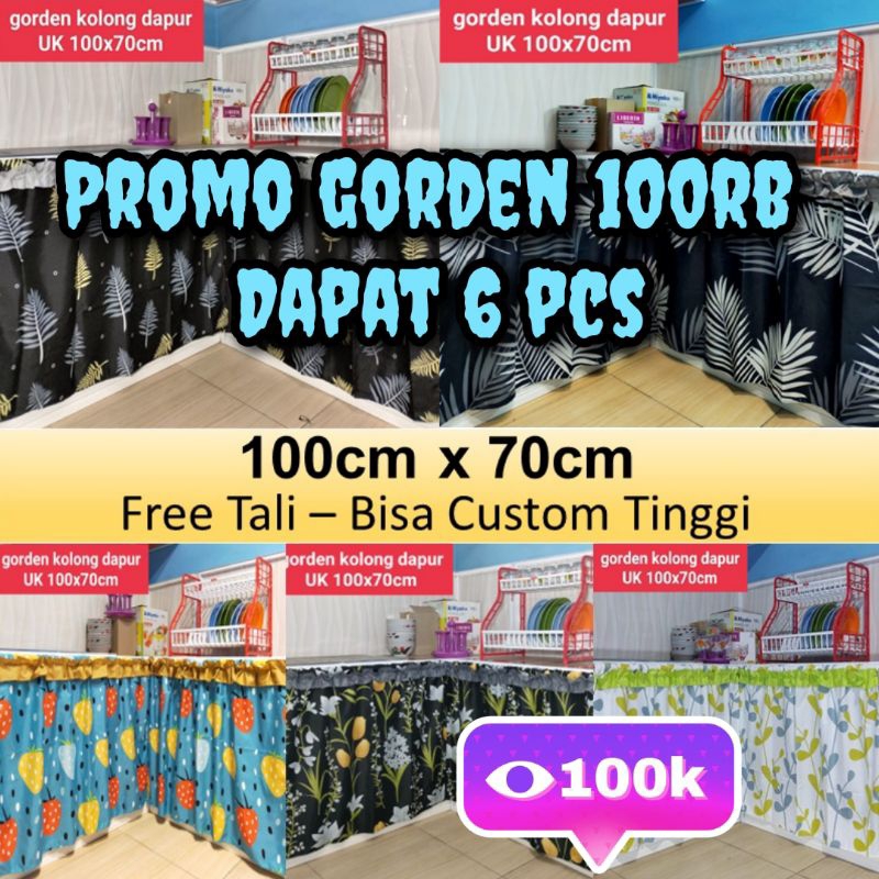 Promo Gorden Kolong Dapur 100rb Dapat 6pcs Bonus 4pcs hook tempel