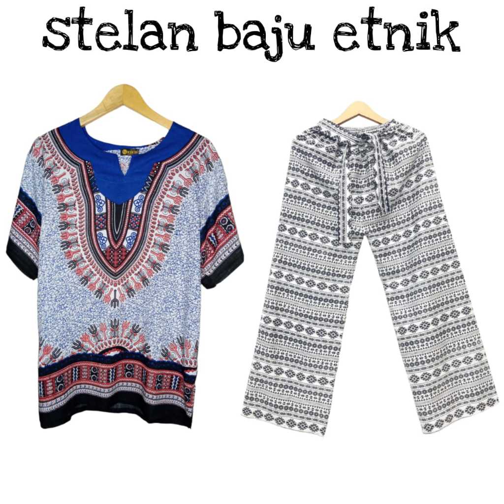 Stelan Baju Etnik Pria Wanita Stelan Baju Etnik dan Celana Kulut Stelan Kekinian 2024 baju tidur