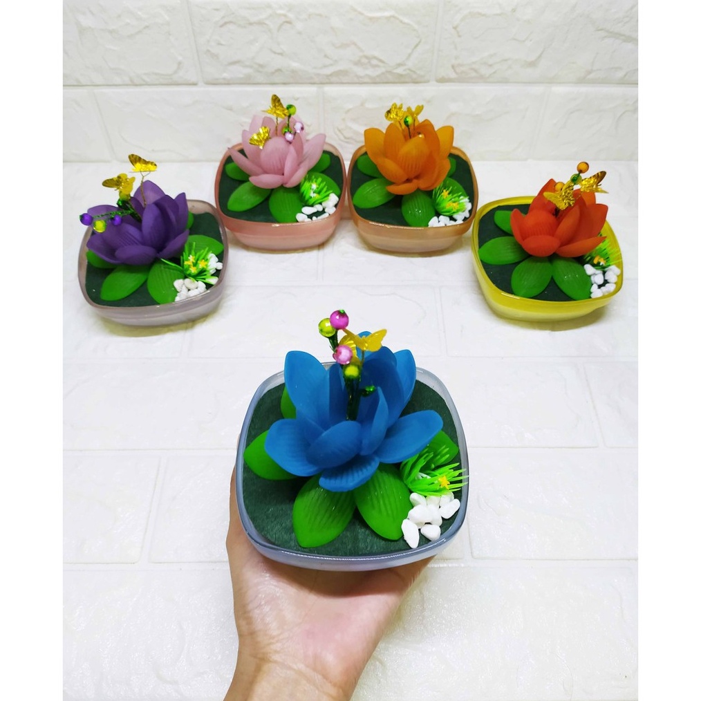 TERBAIK Pajangan Teratai Bunga Pot Kaca  Bunga Mote Cantik Tanaman Imitasi