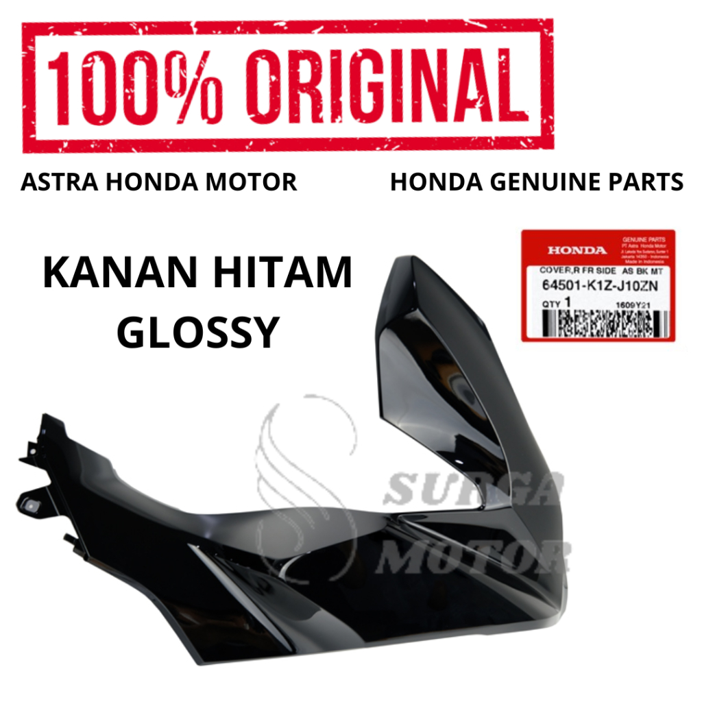 Cover Sayap Kanan Depan Hitam Glossy Metalic PCX 160 K1Z   64501-K1Z-J10ZN Kover Right Front Side AS