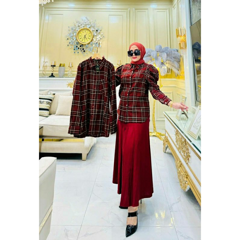 Troya Couple Kemeja Rok Jeans Original by Sister Diva Pakian Couple terbaru Matt Flanel Cod