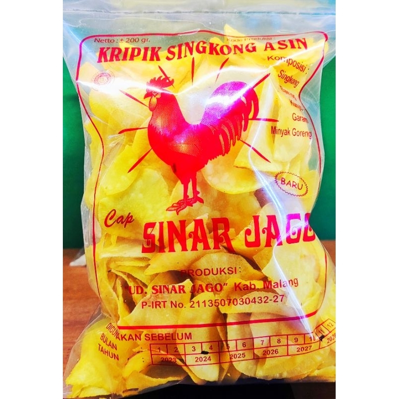 

KERIPIK SINGKONG KHAS MALANG MERK SINAR JAGO BERAT 180GRAM GURIH MANIS RENYAH