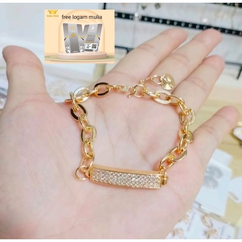 Gelang Titanium Wanita Anti Karat Lapis Emas 24k Perhiasan Cantik Elegan Mewah Asli Ori Import