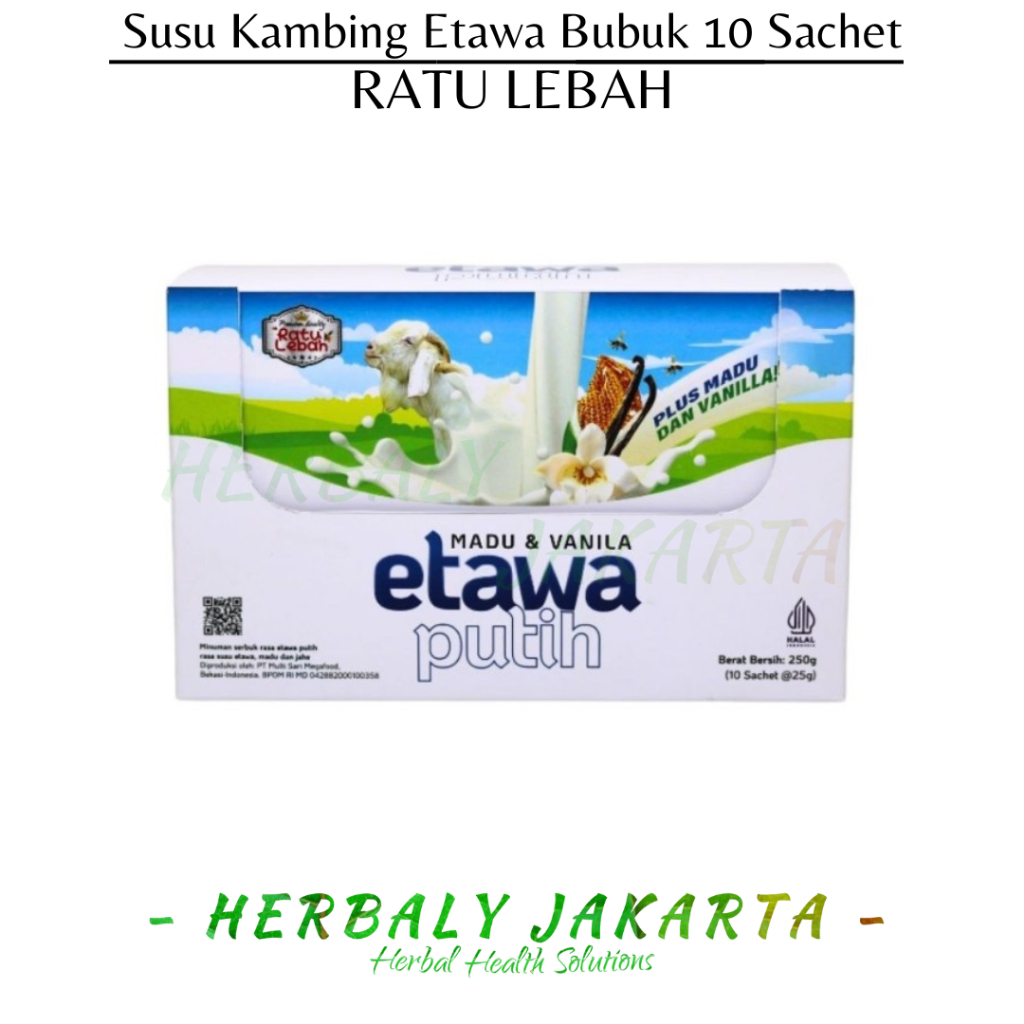 

Susu Kambing Etawa Bubuk Ratu Lebah Vanilla Plus Madu Isi 10 Sacher