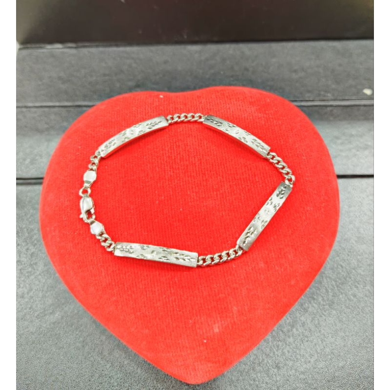 gelang tangan perak asli silver 924 gelang rantai plat  4 ukir