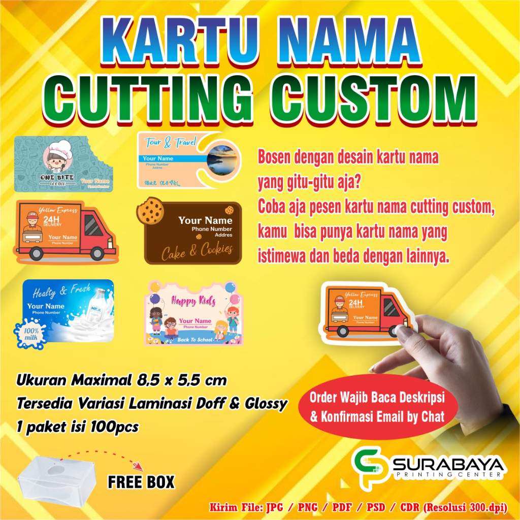

Cetak Kartu Nama Custom PREMIUM Cutting BEBAS SESUKAMU