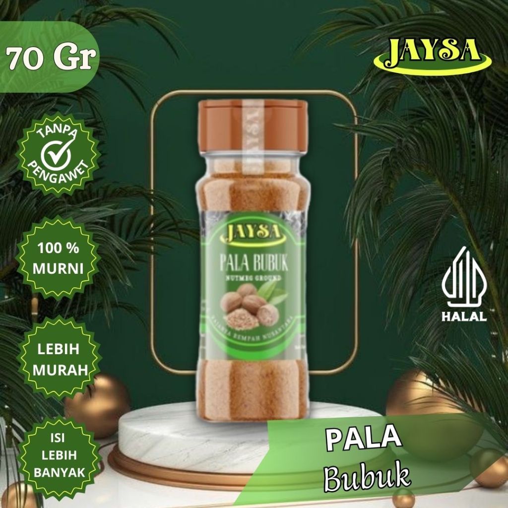 

JAYSA - Bumbu Dapur Murah / Pala Bubuk 70 gr / Ground Nutmeg / Pala Bubuk Murni / Pure Nutmeg Powder / Pala Bubuk 70gr / Nutmeg Powder / Pala Bubuk Premium / Premium Nutmeg Ground / Pala Bubuk Asli / Bumbu Instan / Bumbu Masak / Bumbu Murah