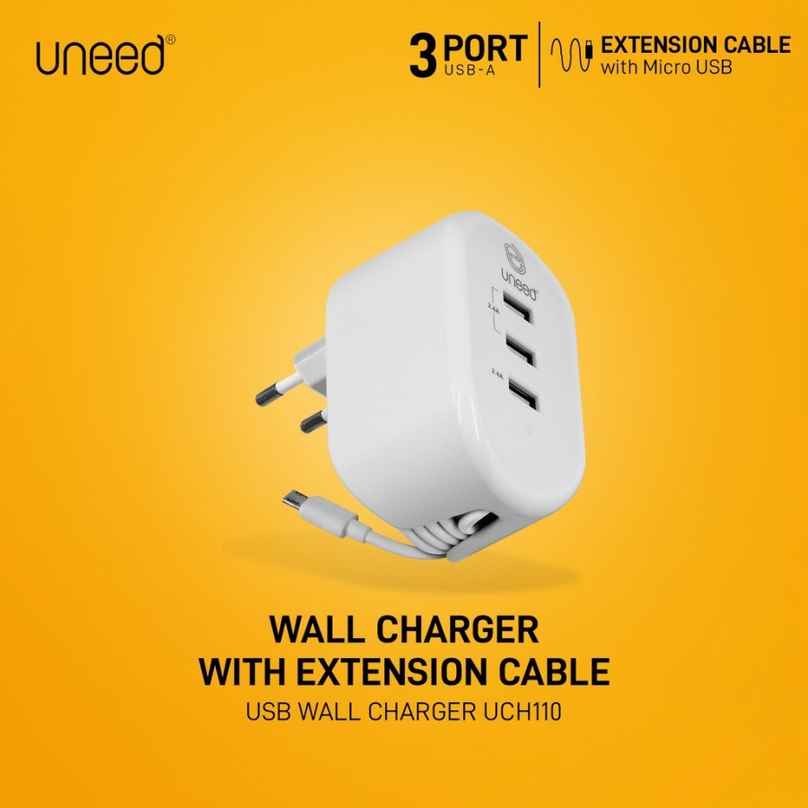 Uneed UCH110 Smart Travel Charger Fast Charging 3 USB Port