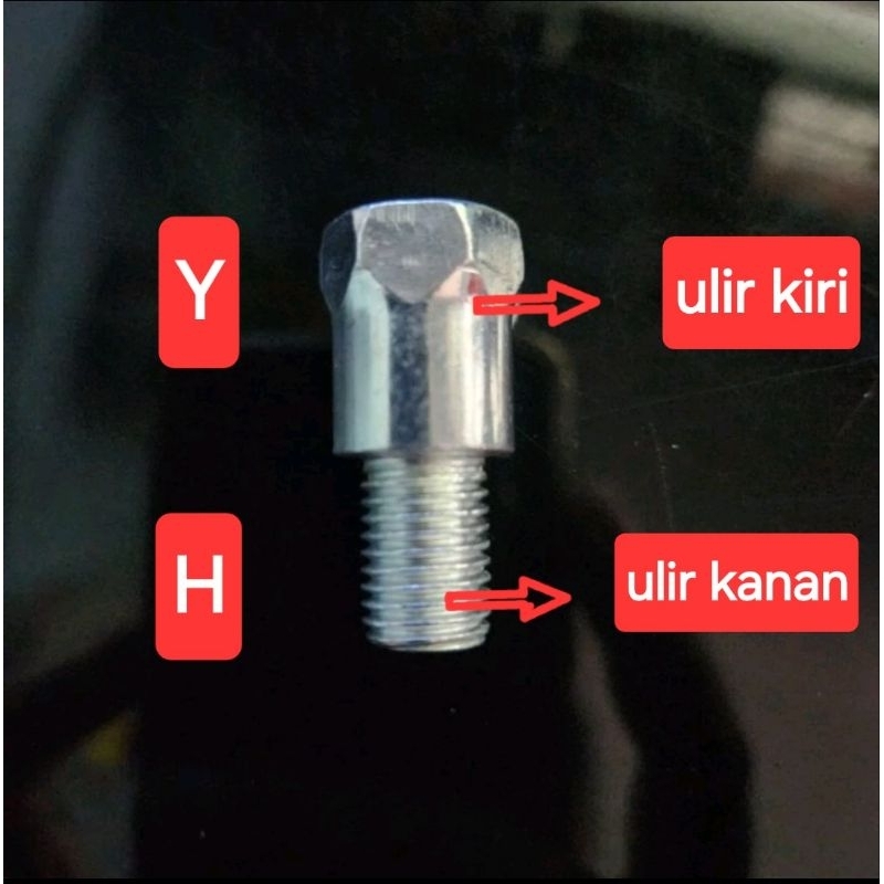 baut adaptor peninggi spion atas ulir kiri bawah ulir kanan