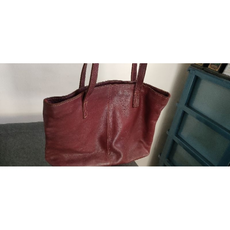 preloved tas kulit maroon