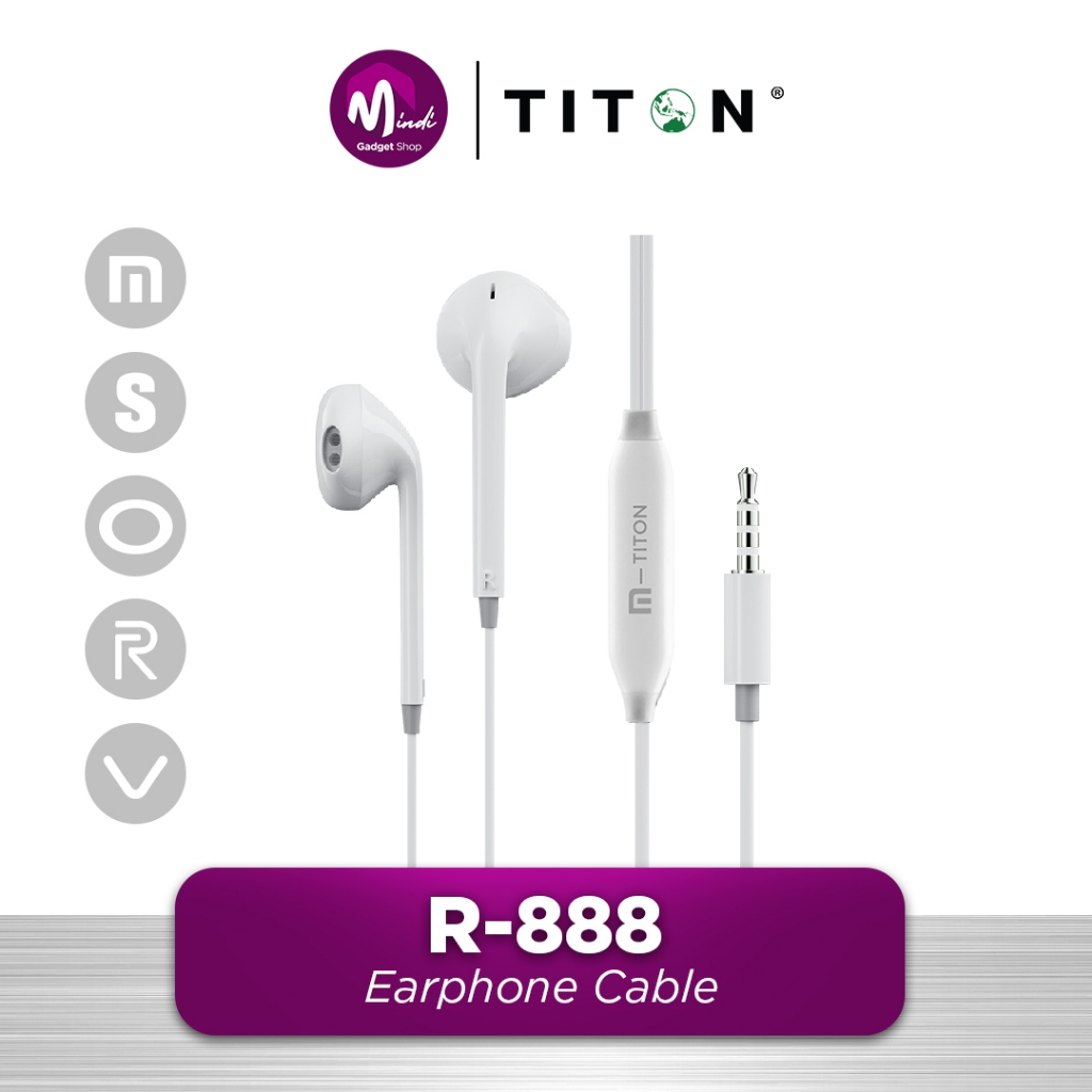 Cable Earphone | Headset Kabel Handsfree Titon R-888 for Xiaomi, Samsung, Oppo, Vivo, Realme