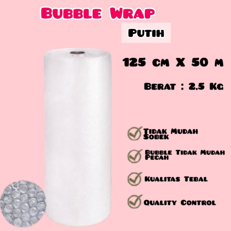 

Bubble Wrap Putih 125 cm x 50 meter 2.5 Kg Bungkus Pengemasan Packing