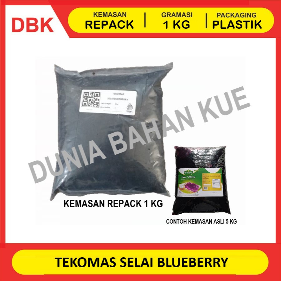 

TEKOMAS SELAI BLUEBERRY - REPACK 1 KG / SAUS MANIS BLUE BERRY JAM