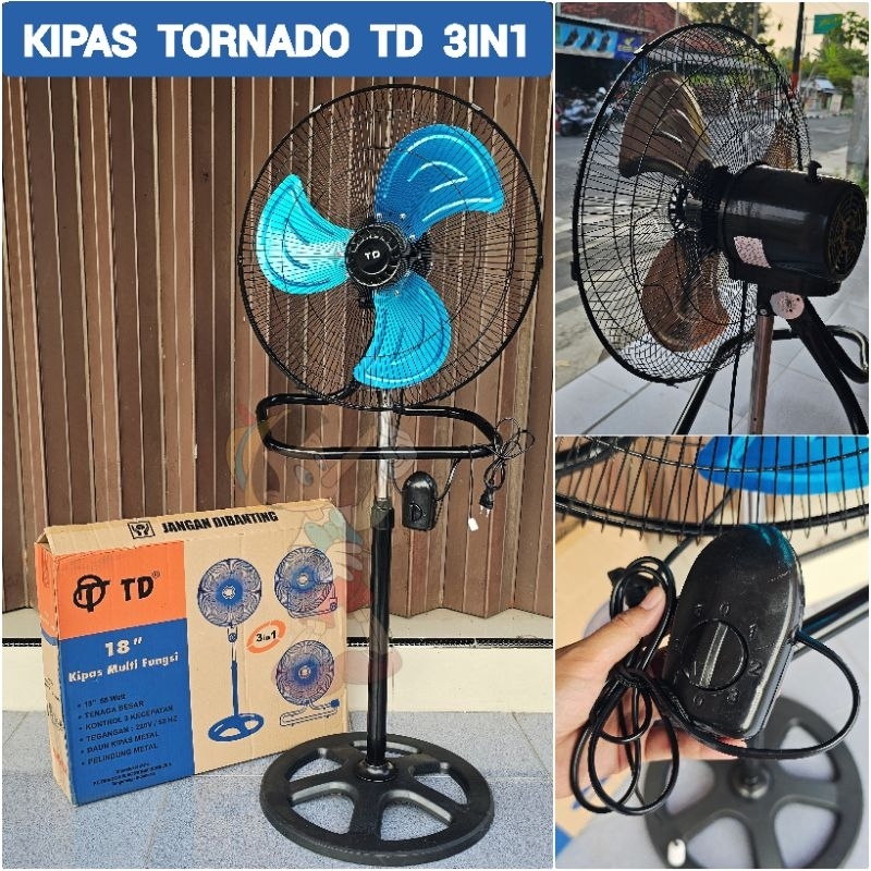 KIPAS ANGIN BESI TORNADO TD 3IN1 18 INCH KIPAS BERDIRI DINDING DUDUK
