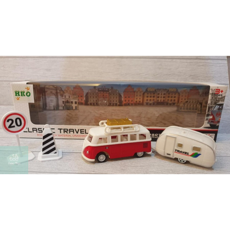 Mainan Mobil Mobilan Diecast Classic Travel Bus Set PullBack -- DS926