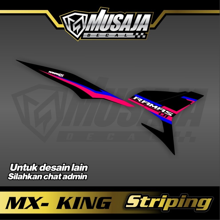 Stiker striping mx king hitam pink biru transparan uv glossy non full body