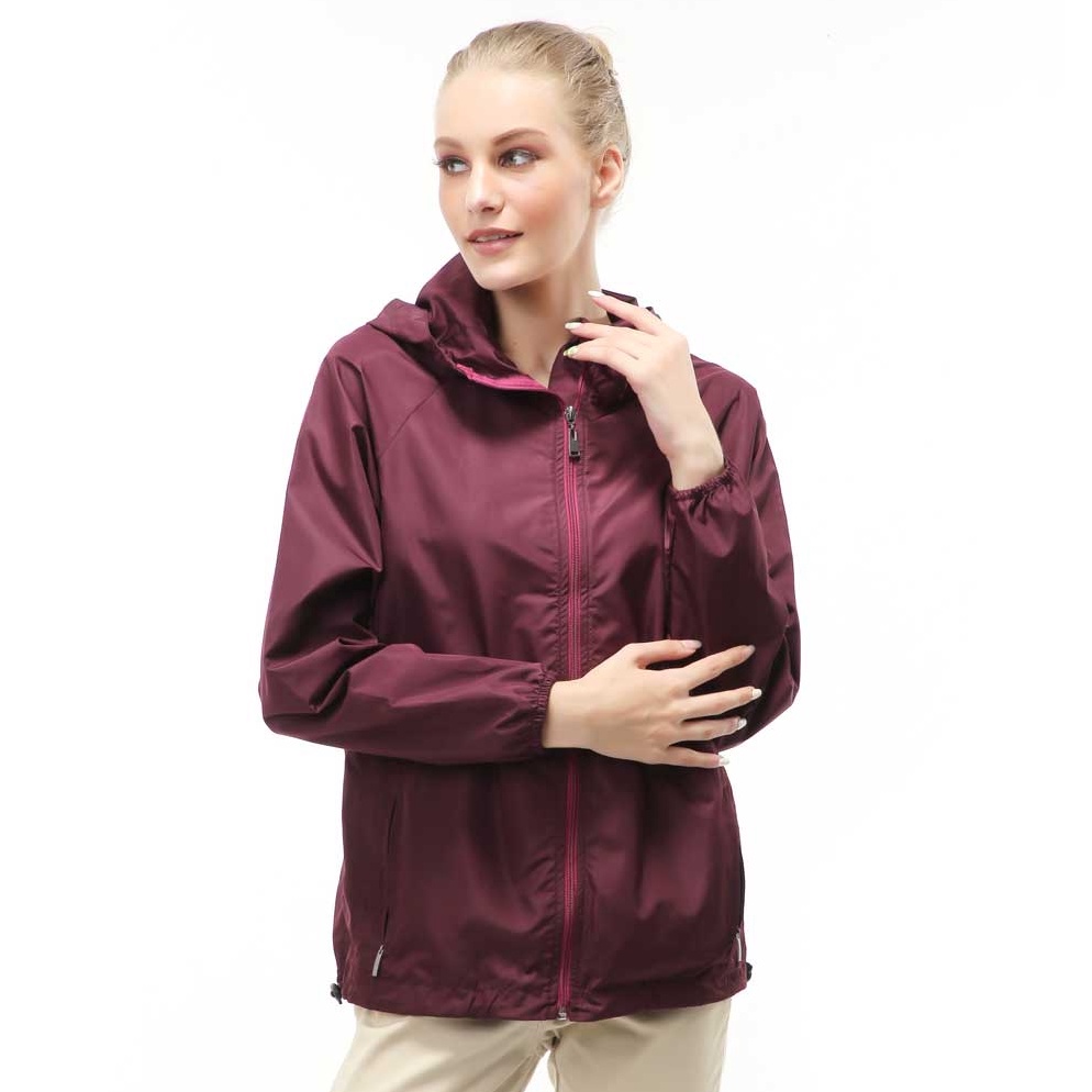 KODE R24K SAIBER  Windbreaker Jacket Basic Sport Outdoor Women Warna Merah Maroon