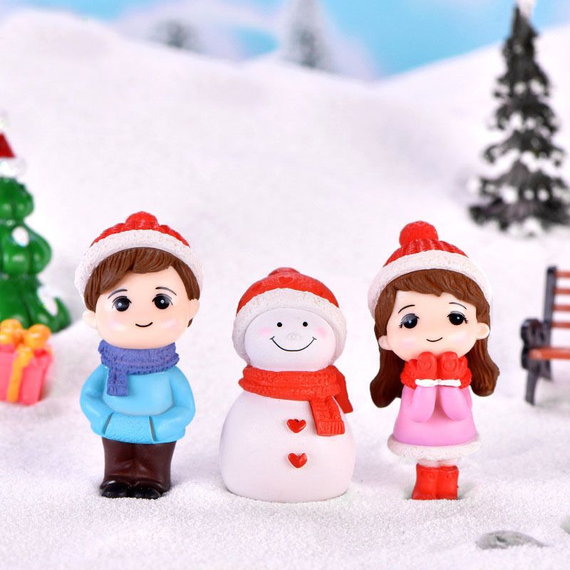 MINIATUR BONEKA COUPLE SNOWMAN