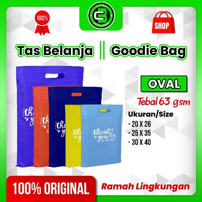 

Goodie Bag | Motif ( Thank You For Your Order ) | Tas Belanja | Tas Souvenir | Tas Hajatan | Tas Ulang Tahun | Spundbond Goodie Bag - Oval 63GSM