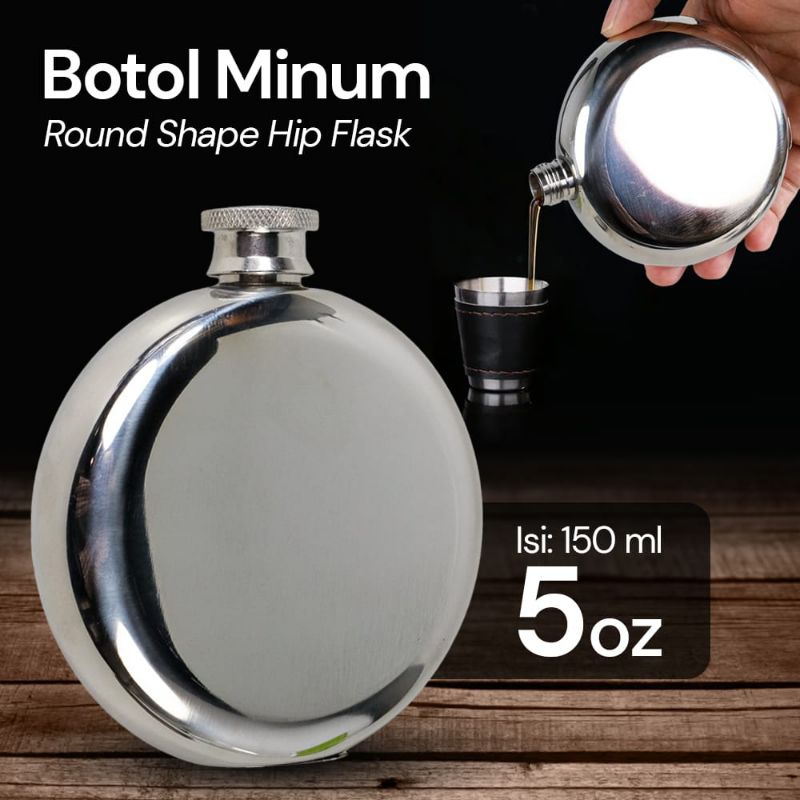 botol minum stainless wine botol minum round shape hip flask