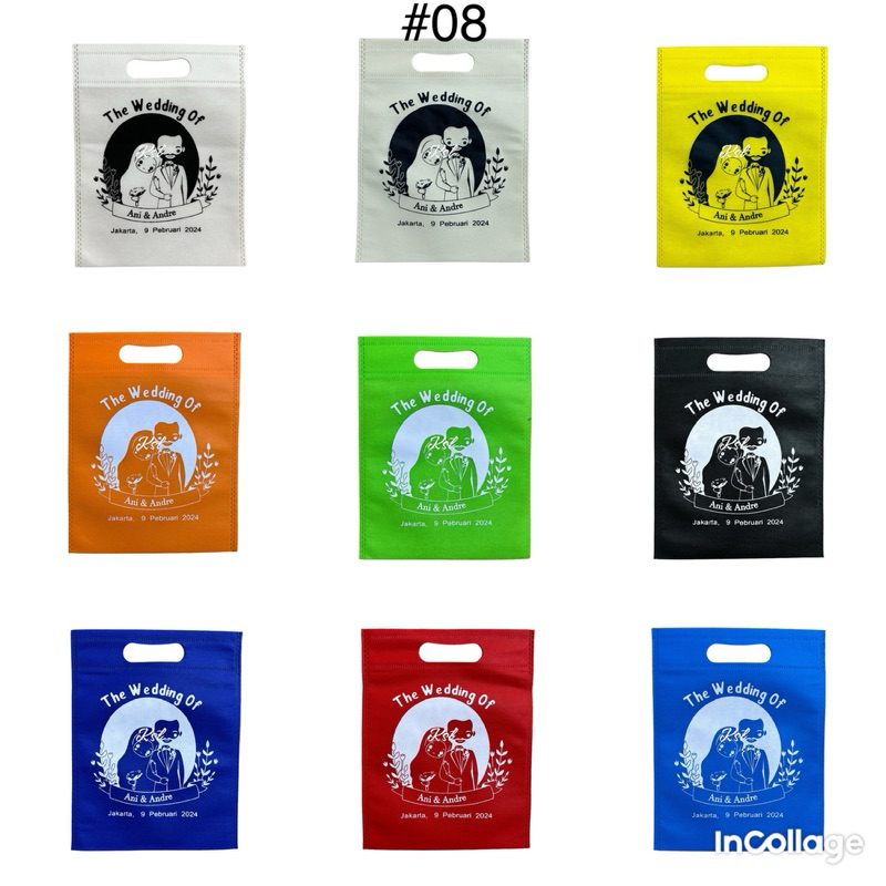 

Tas Spunbond / Tas Kain Belanja / Goodie Bag OVAL SOUVENIR WEDDING 20x26 ( 1W )