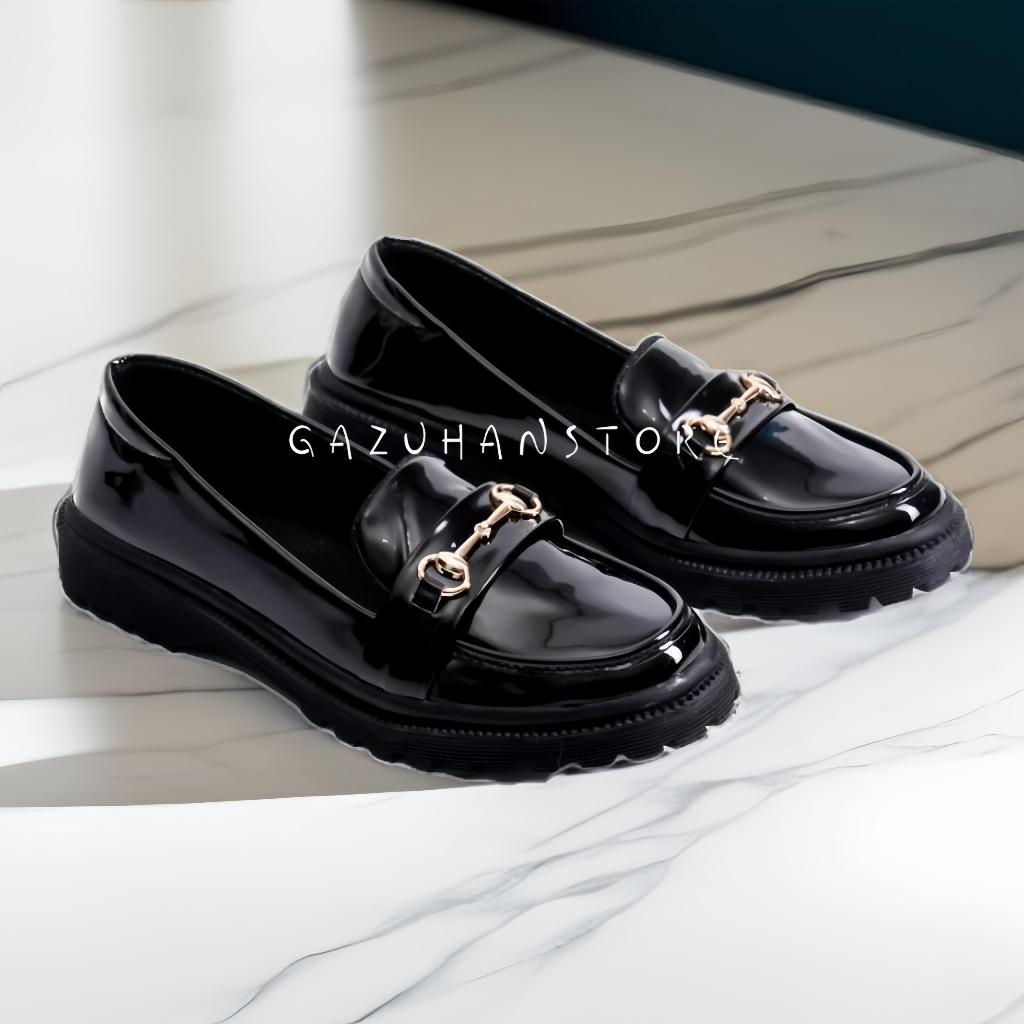 Sepatu Docmart Wanita Fashion Korea Hitam Putih Karet Remaja Kekinian