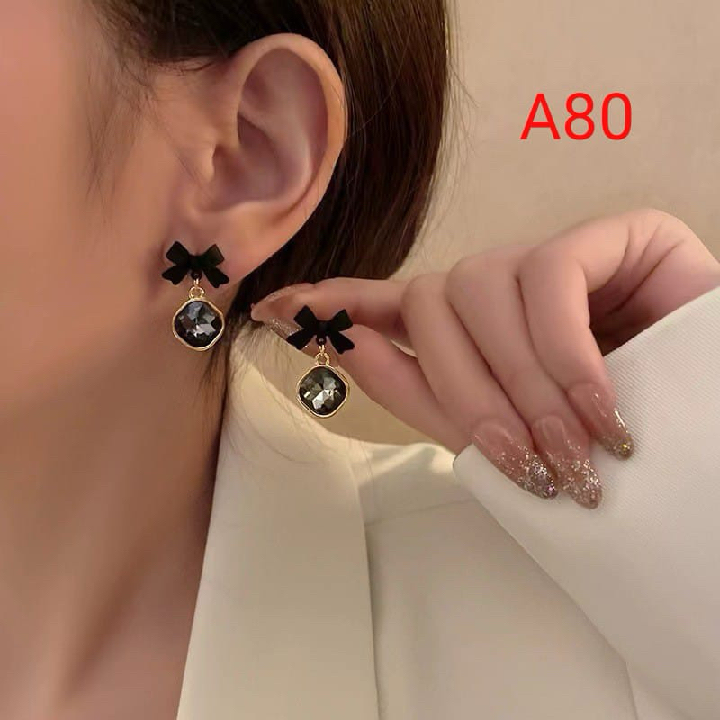 Anting Korea Tusuk A80 Pita Hitam Square Black /Anting fashion /Korea style /Aksesoris Anting /Earri