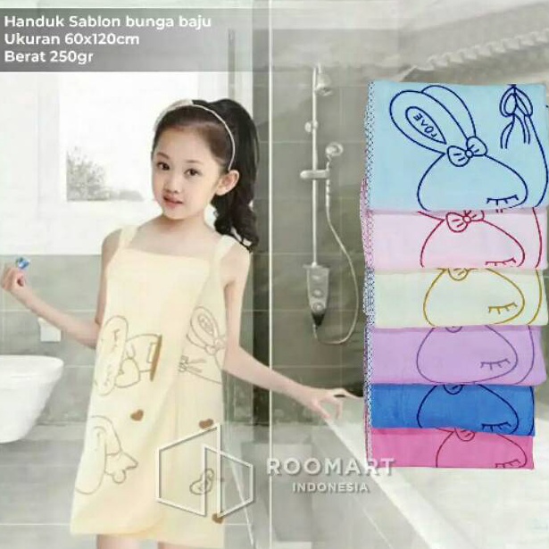 Oke Pr BAJU HANDUK DRESS KIMONO ANAK KARAKTER 6X12CM PENTHOUSE BAHAN LEMBUT SERAP AIR