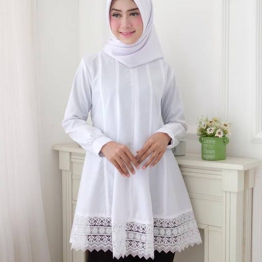 HJ6  COD  VANIA TUNIK BAJU PUTIH WANITA  ATASAN PUTIH TUNIK ATASAN PUTIH  BAJU WANITA
