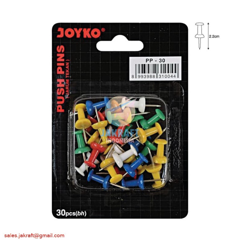 

PRODUK AWAL TAHUN 1 Pack Push Pin Jarum Mading Paku Payung Sterofoam Soft Board Softboard JOYKO PP3 Warna Warni