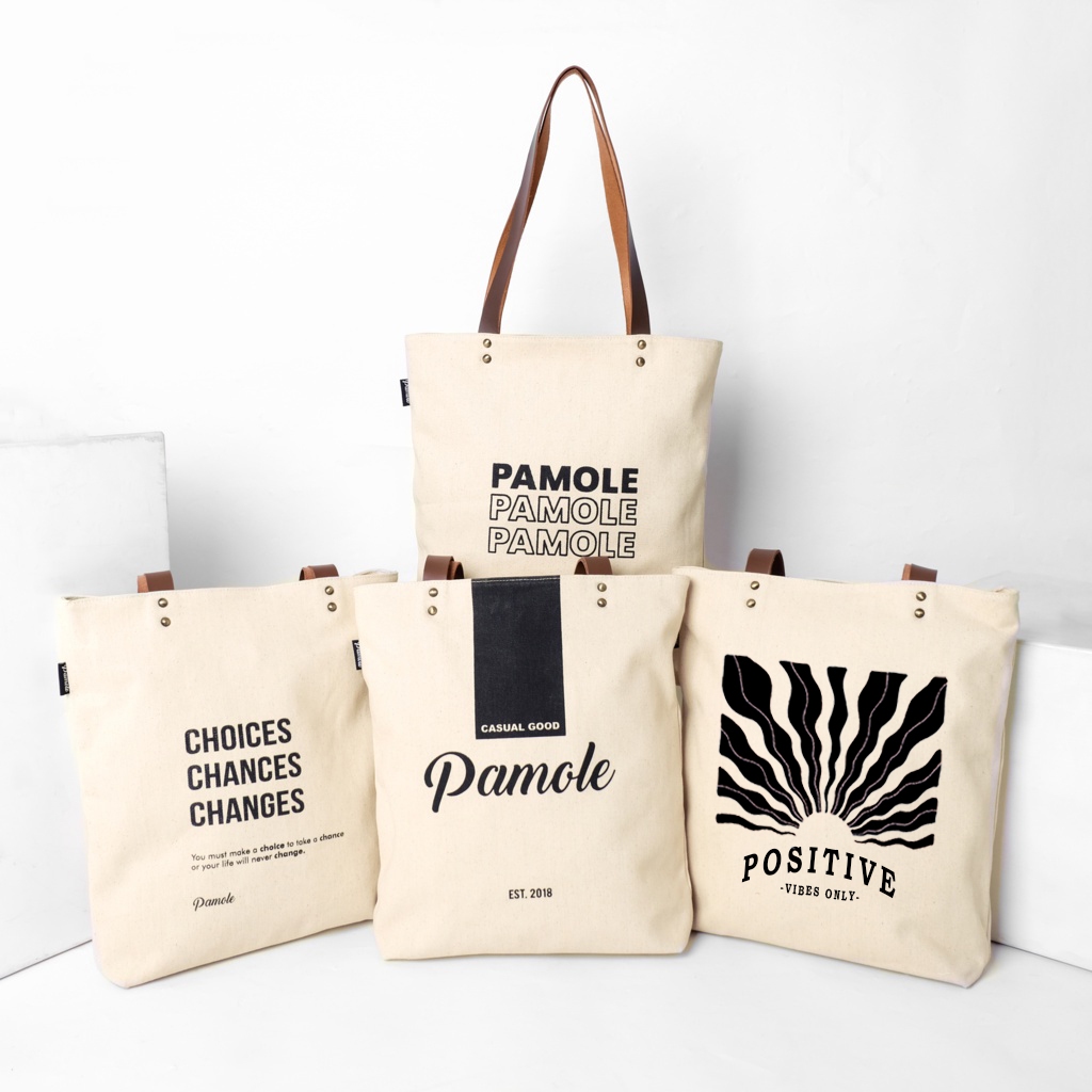 Terbaru Pamole - Totebag Kerja Totebag Kuliah Totebag Wanita Pria Penutup Resleting - Tote Bag Kana