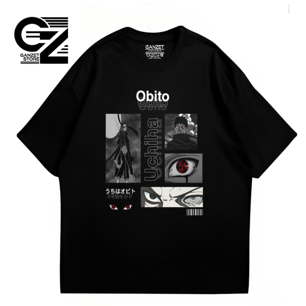 Ganzet store T-shirt Anime OBITO lengan pendek kaos unisex pria dsan wanita bahan katun combed 24s o