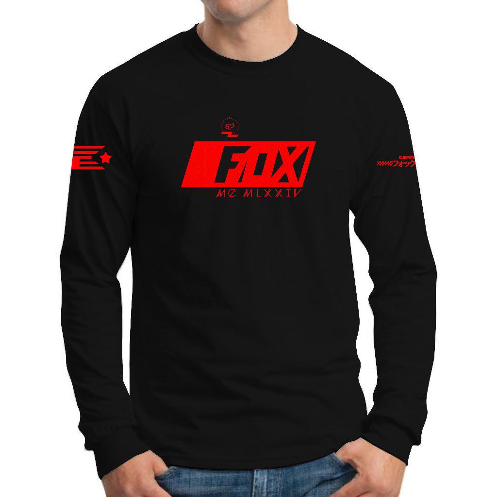 kaos pria kaos Motor Cross Fox Lengan Panjang Kaos Distro Lengan Panjang