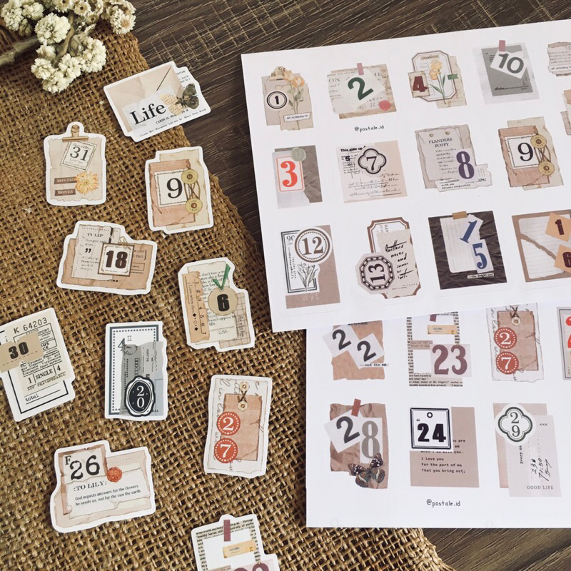 

Daily Tanggal Deco Sticker Scrapbook Journal Stiker Vintage by Postale