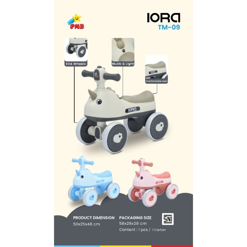 Mainan Anak Mobil Dorong Ride On IORA TM09 TM-09 PMB Toys